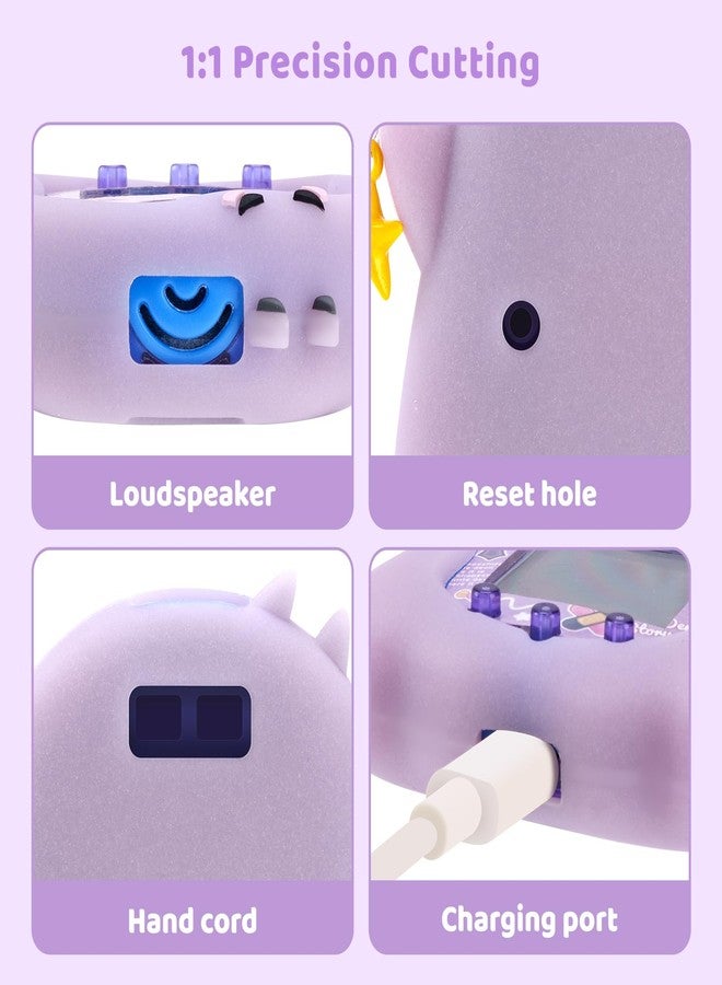 BUBBLELOGUS Luminous Silicone Case for Tamagotchi Uni, Soft Glow in The Dark TPU Protective Cover with Screen Decoration Protector and Adjustable Wrist Strap - Little Devil (Luminous Purple) - Image 3